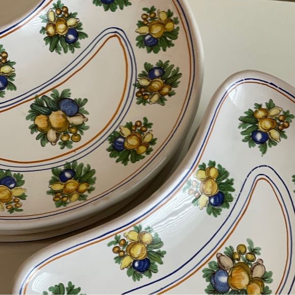 Cantagalli Firenze Pottery Bread Salad Plate Vegetables Fruit Florence Italy TWO - Picture 14 of 15